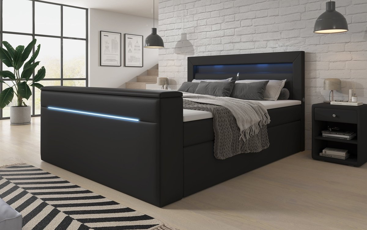 Boxspringbett Repos mit TV Lift, USB und LED - Luxusbetten24