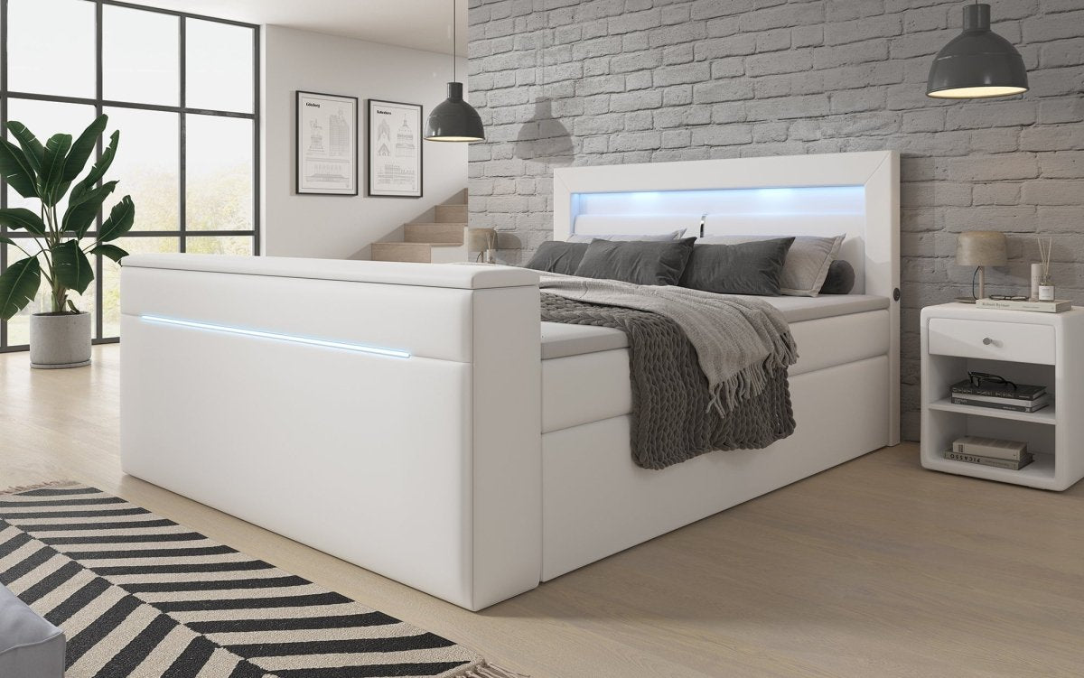 Boxspringbett Reposito mit TV Lift, USB, LED und Stauraum - Luxusbetten24