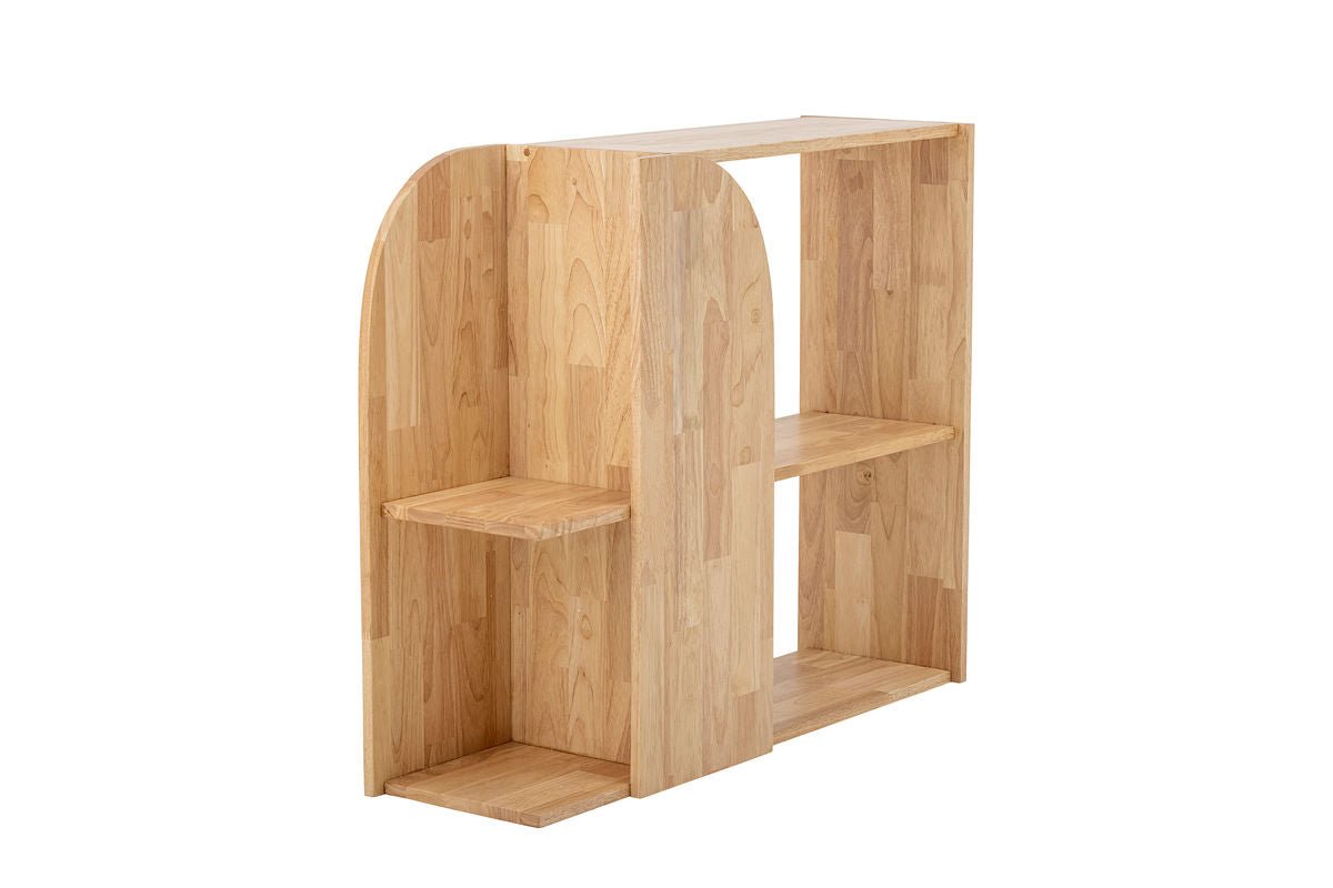 Bücherregal Emit – Natürliches Gummibaumholz im grafischen Design