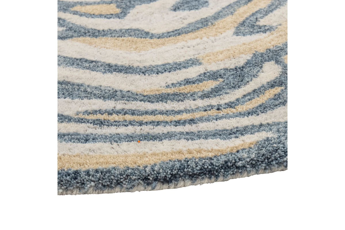 Teppich Niro – Runde Form mit organischem Muster in Braun & Blau