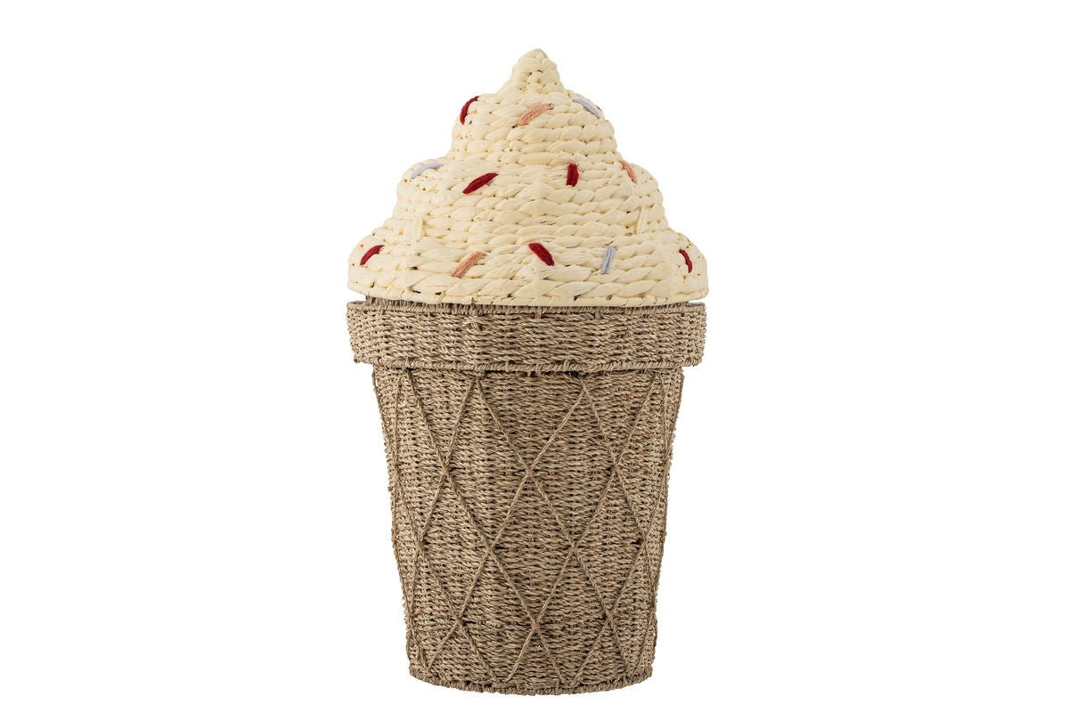 Kinder-Aufbewahrungskorb „Scoopy“ mit Deckel – Naturmaterial aus Wasserhyazinthe