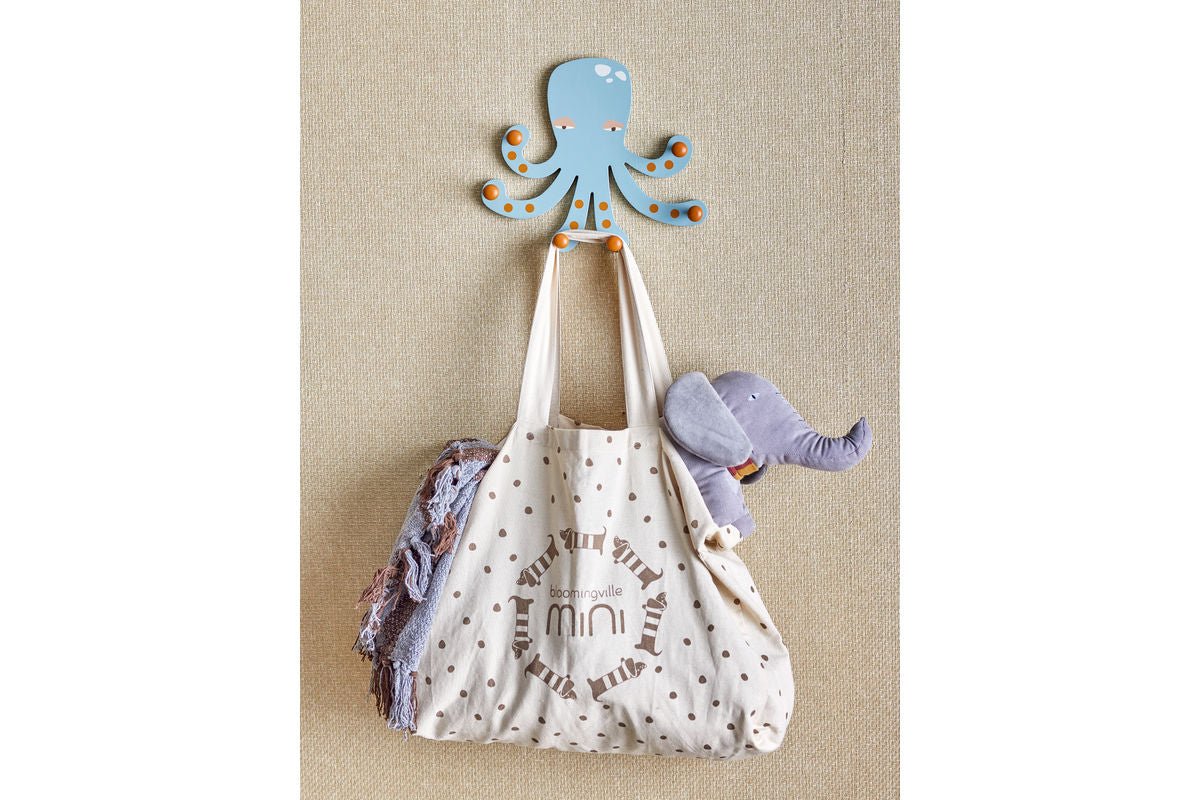 Kinder-Garderobe Onda – Tintenfisch aus MDF mit 6 Haken