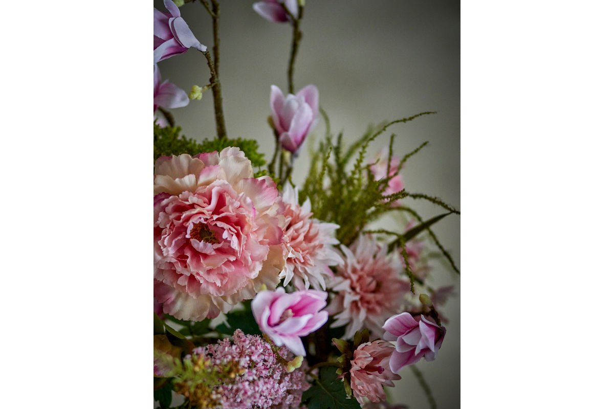 Künstlicher Blumenstrauß Rosalie – Blüten in Rosa- und Grüntönen