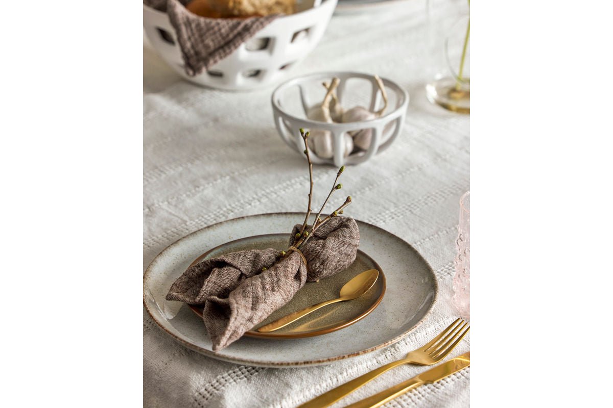 Geschirrset Tokio – Gesprenkelte Glasur mit dunklem Rand (12-teilig)