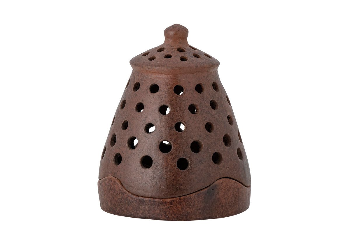 Teelichthalter „Puncto“ – dunkles Terrakotta