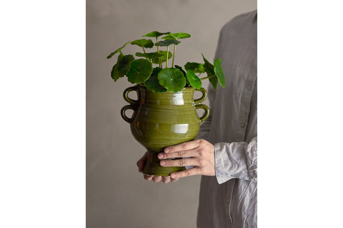 Blumentopf „Selari“ – Grünes Steingut