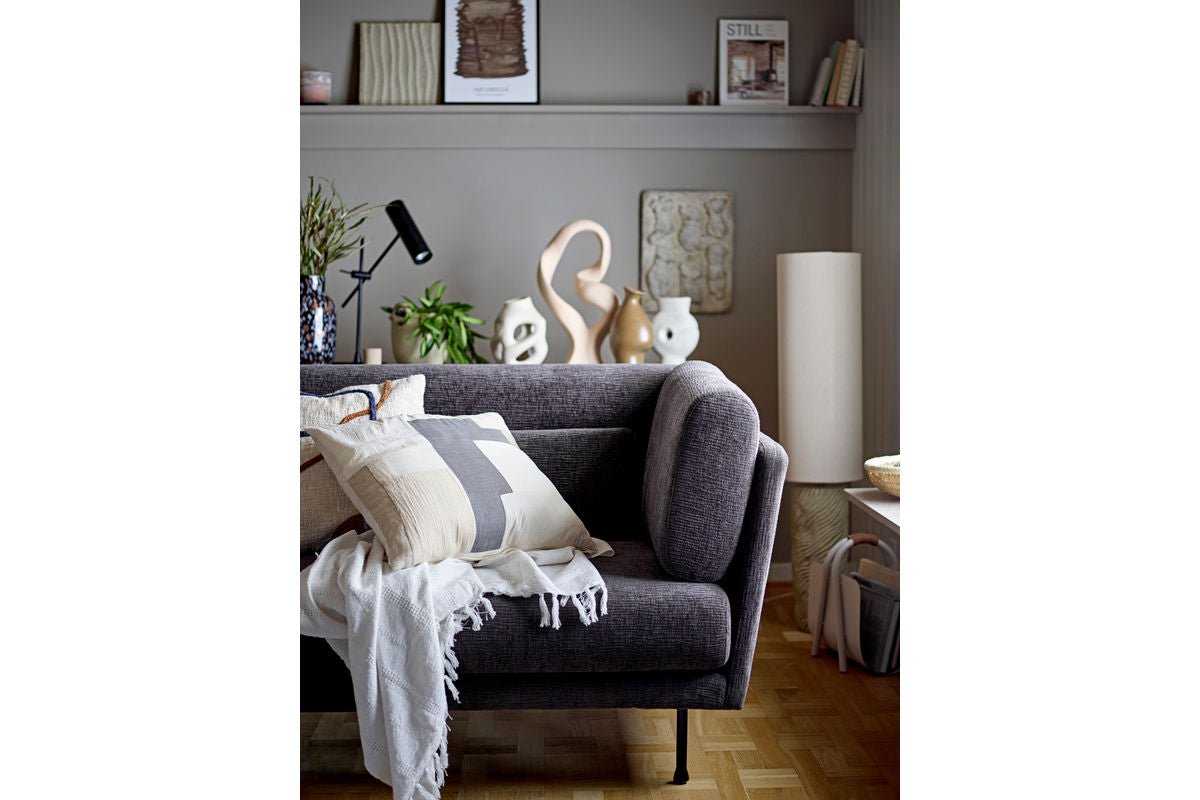 Zierkissen Berge – Patchwork-Design in Naturton