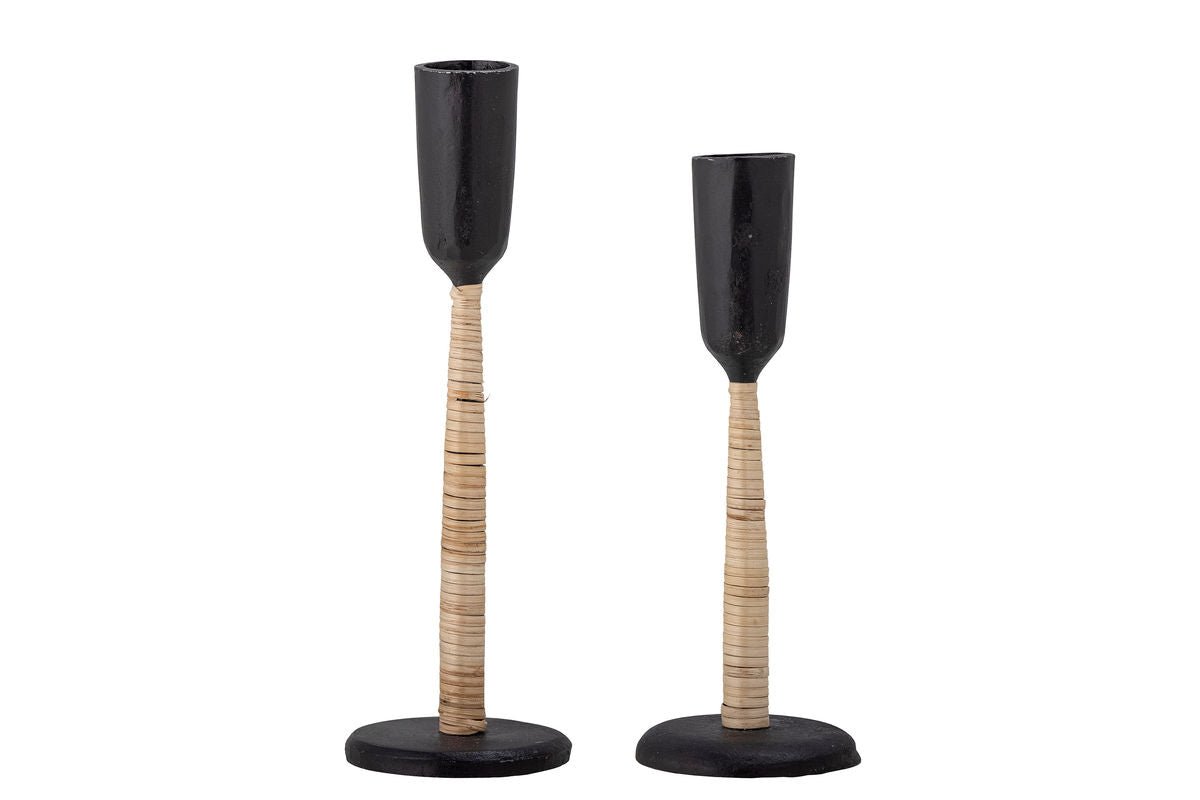 Kerzenhalter-Set Jamelia – handgehämmertes Metall in Schwarz (2er-Set)