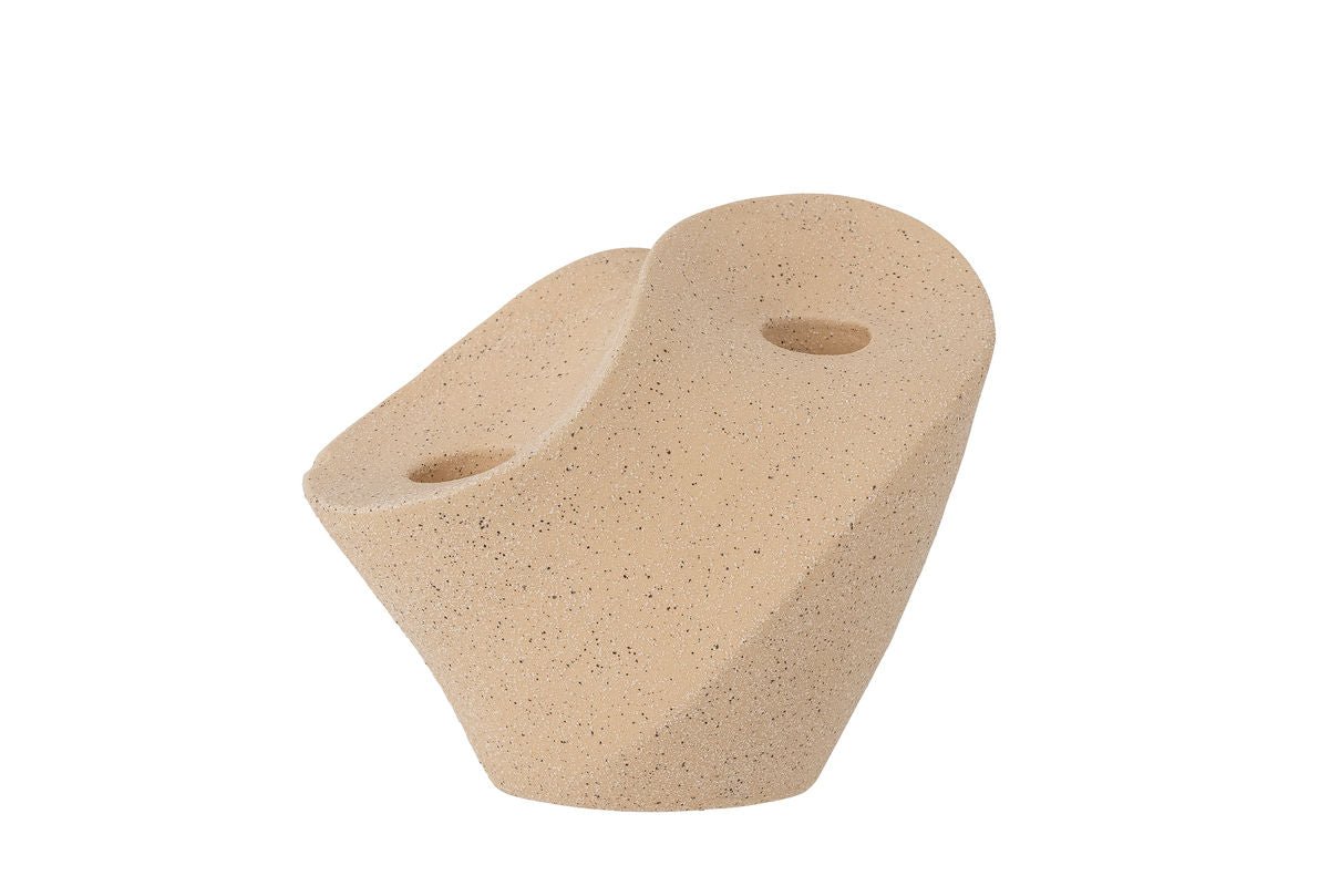 Kerzenhalter Loran – Steingut in Natur mit grafischer Form