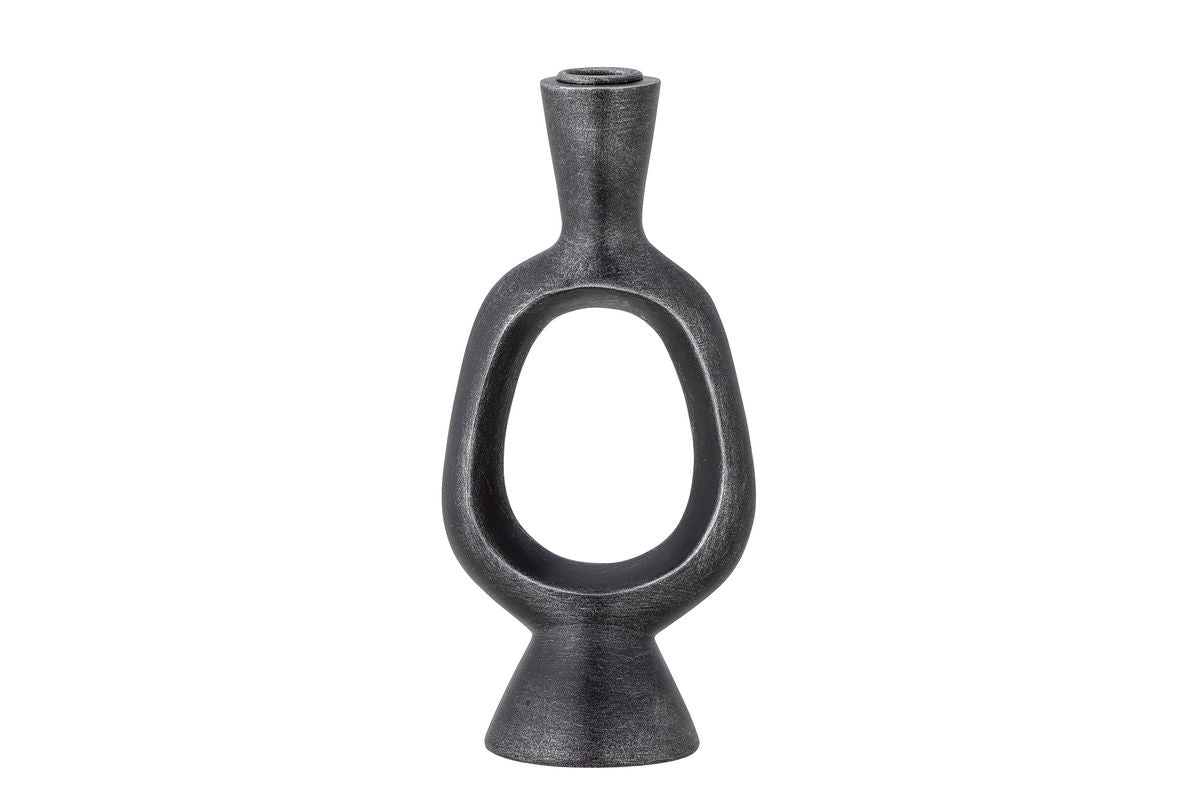 Kerzenhalter Noah – schwarzes Polyresin mit roher Metalloptik