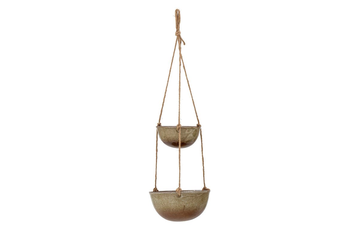 Hängeschalen-Set Ocon – Steingut in Braun (2er-Set)