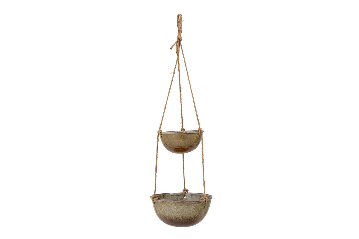 Hängeschalen-Set Ocon – Steingut in Braun (2er-Set)