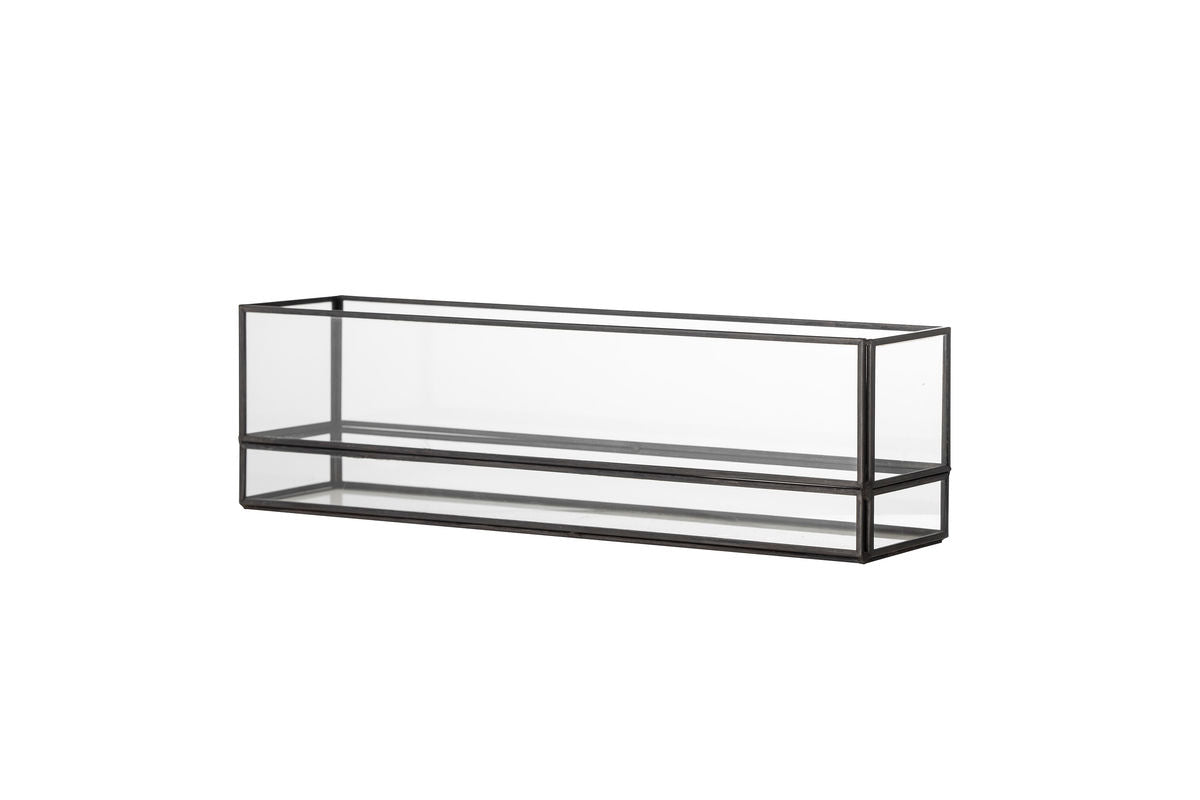 Teelichthalter Nysa – Glas mit schwarzem Rahmen