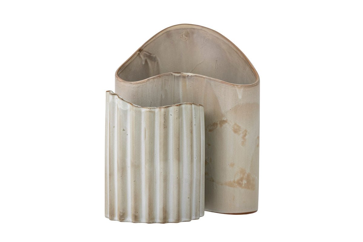 Vasen-Set „Caloma“ – Braunes Steingut (2-teilig)