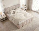 Designer Polsterbett Elva in Bouclé – Beige