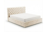 Designer Polsterbett Enzo in Samt mit Stauraum – Beige