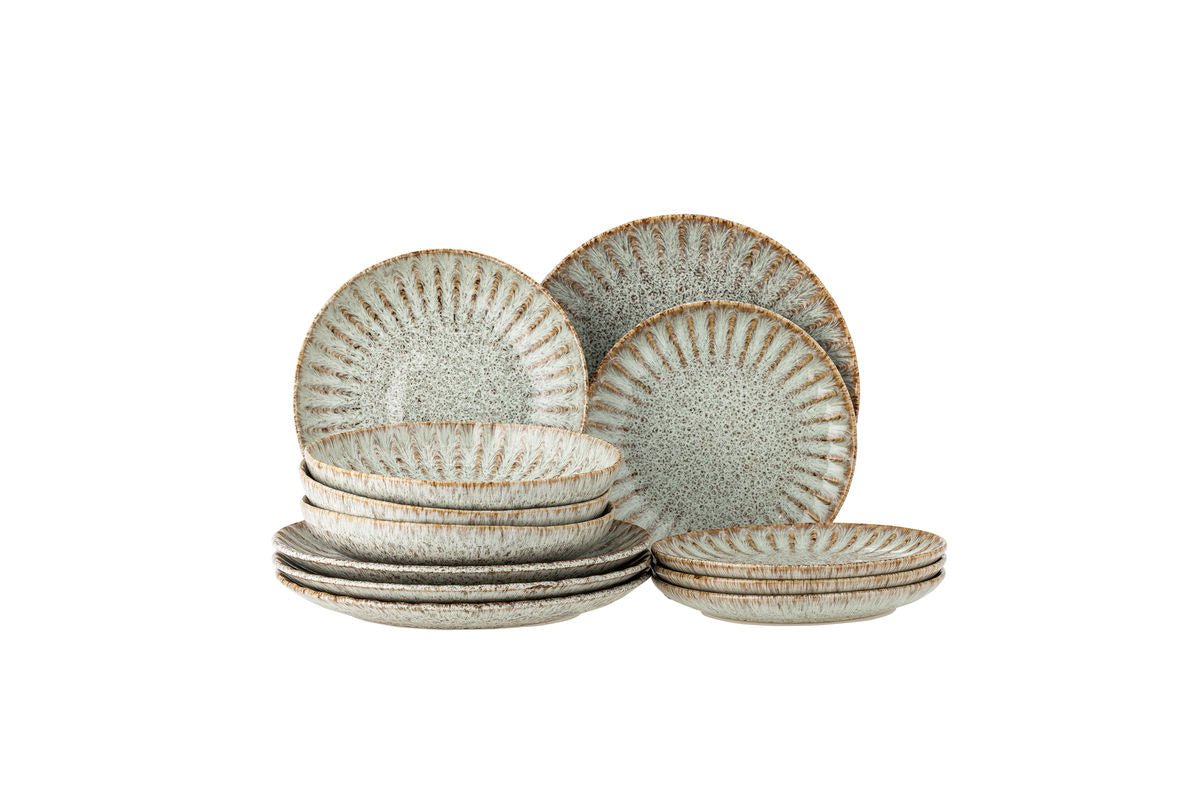 Modernes Geschirrset Skandia, Blau-Braun, Steingut (Set aus 3x4 Teilen)