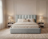 Designer Polsterbett Fano in Samt mit Stauraum – Grau