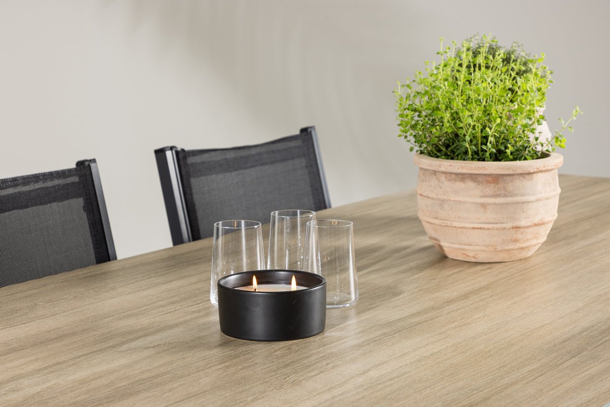 Garten Essgruppe Silva – 7-teiliges Gartenmöbel-Set in Schwarz/Weiß