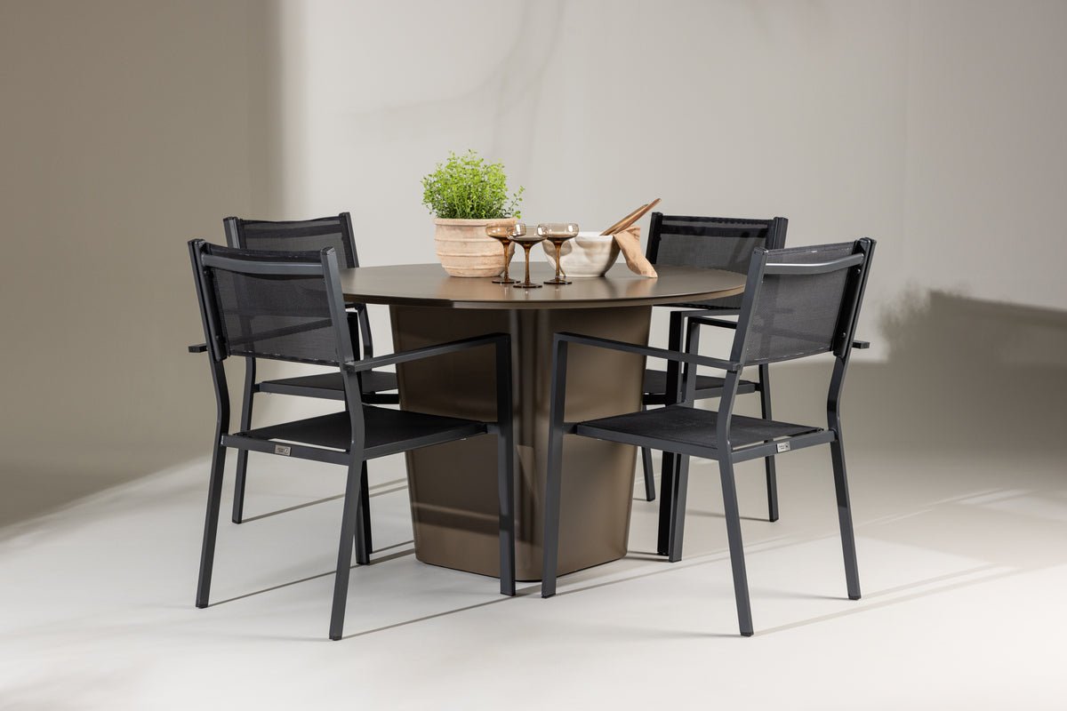 Garten Essgruppe Nordic – 5-teiliges Gartenmöbel-Set mit braunem Tisch aus Aluminium