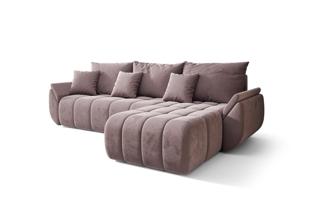 Designer Sofa Lenoa L mit Schlaf- und Klappfunktion in Samt