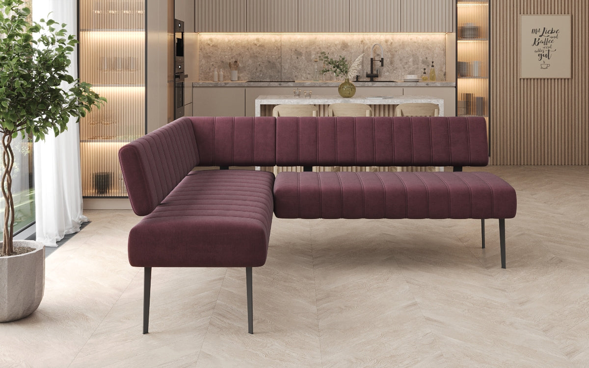 Gepolsterte Essbank Montero aus wasserabweisendem Samt mit Metallbeinen