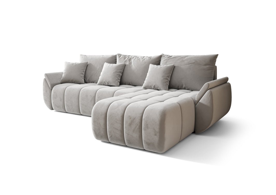 Designer Sofa Lenoa L mit Schlaf- und Klappfunktion in Samt