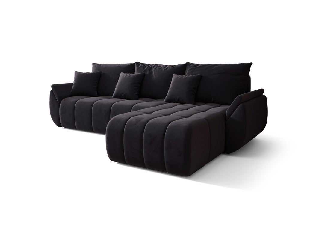 Designer Sofa Lenoa L mit Schlaf- und Klappfunktion in Samt