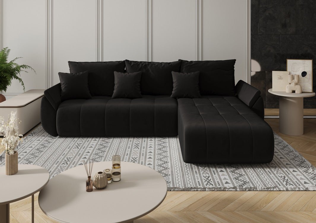 Designer Sofa Lenoa L mit Schlaf- und Klappfunktion in Samt