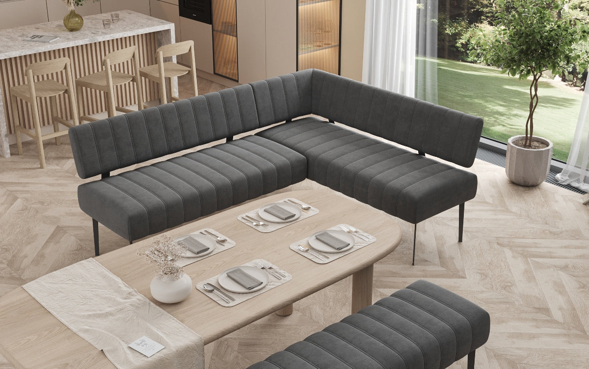 Essbank-Set Montero aus wasserabweisendem Samt mit Metallbeinen