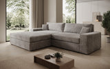 Designer Ecksofa Lugo in Cord – Hellgrau – Links