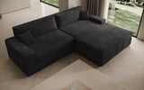 Designer Ecksofa Lugo in Cord – Schwarz – Rechts