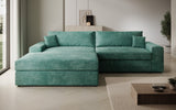 Designer Ecksofa Lugo in Cord – Vintage Blau – Links