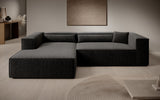 Designer Ecksofa Vasto in Strukturstoff – Schwarz – Links