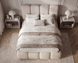 Designer Polsterbett Perla in Bouclé – Beige