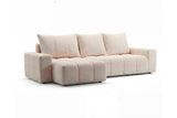 Designer Ecksofa Arvo in Bouclé mit Schlaffunktion & Stauraum – Beige – Links