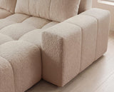 Designer Ecksofa Arvo in Bouclé mit Schlaffunktion & Stauraum – Beige – Rechts
