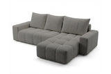 Designer Ecksofa Arvo in Bouclé mit Schlaffunktion & Stauraum – Grau – Rechts