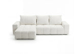Designer Ecksofa Arvo in Bouclé mit Schlaffunktion & Stauraum – Weiß – Links