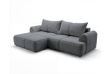 Designer Ecksofa Corso in Samt mit Schlaffunktion & Stauraum – Grau – Links