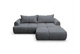 Designer Ecksofa Corso in Samt mit Schlaffunktion & Stauraum – Grau – Rechts