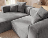Designer Ecksofa Reno in Samt – Grau – Links