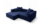 Designer Ecksofa Reno in Samt – Blau – Links