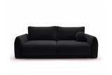 Designer 3 Sitzer Sofa Nora in Samt mit Schlaffunktion & Stauraum – Schwarz