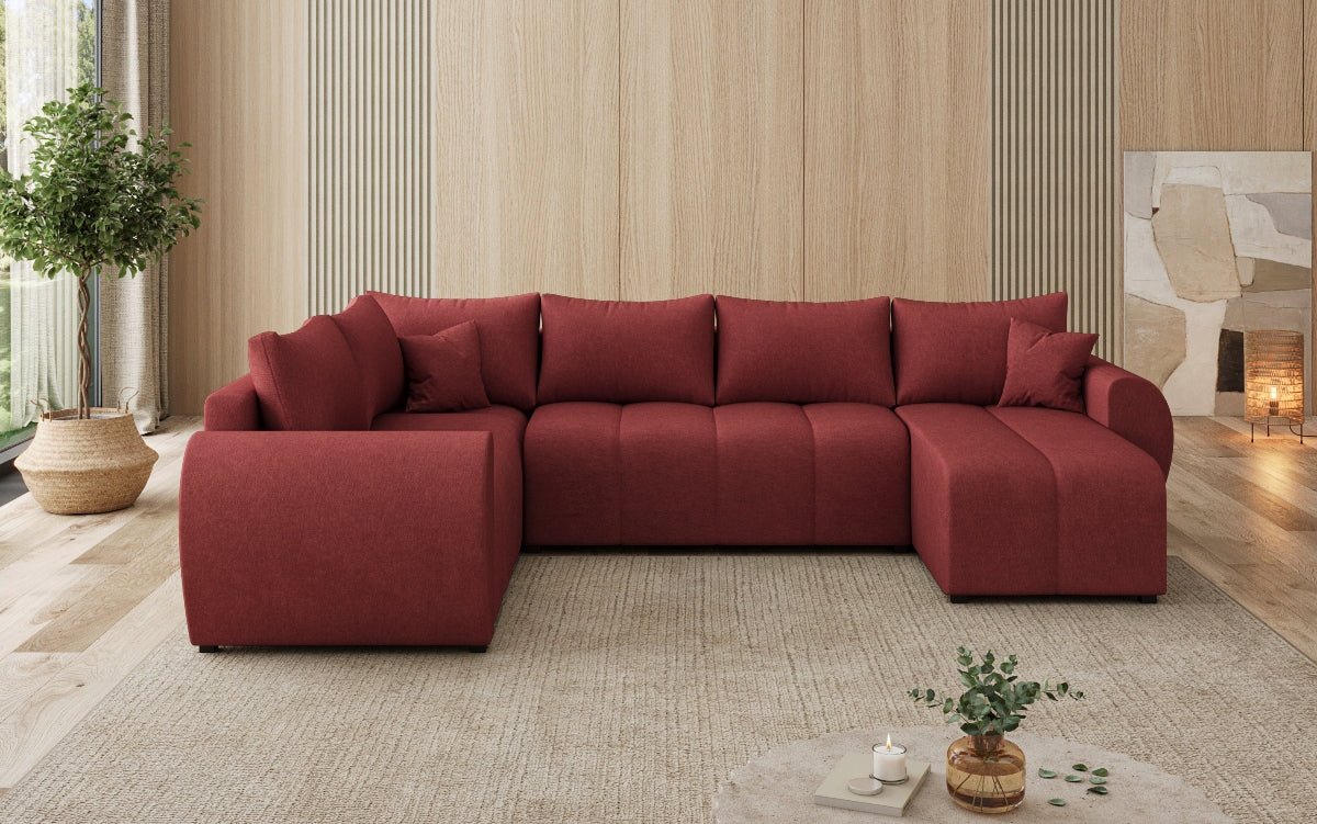 Designer Sofa Sorella U mit Schlaf- und Klappfunktion in Stoff