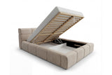 Designer Polsterbett Vero in Samt mit Stauraum – Beige