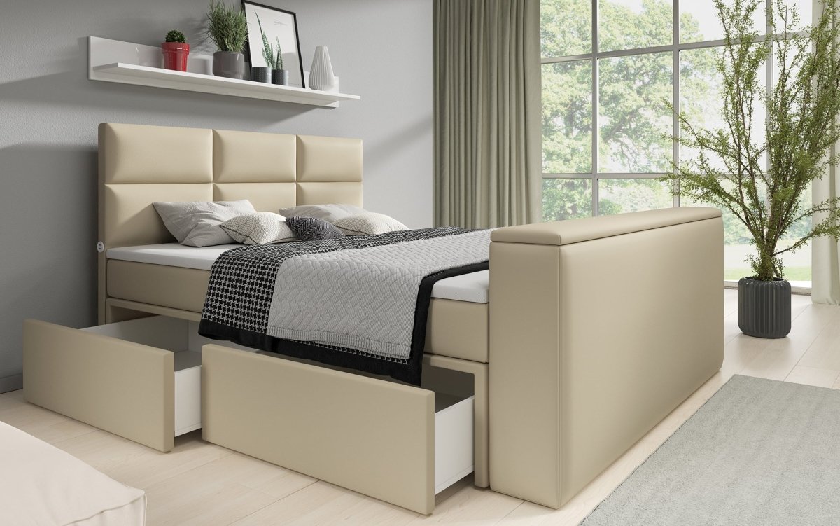 Boxspringbett Citaro mit TV Lift, USB und Stauraum - Luxusbetten24