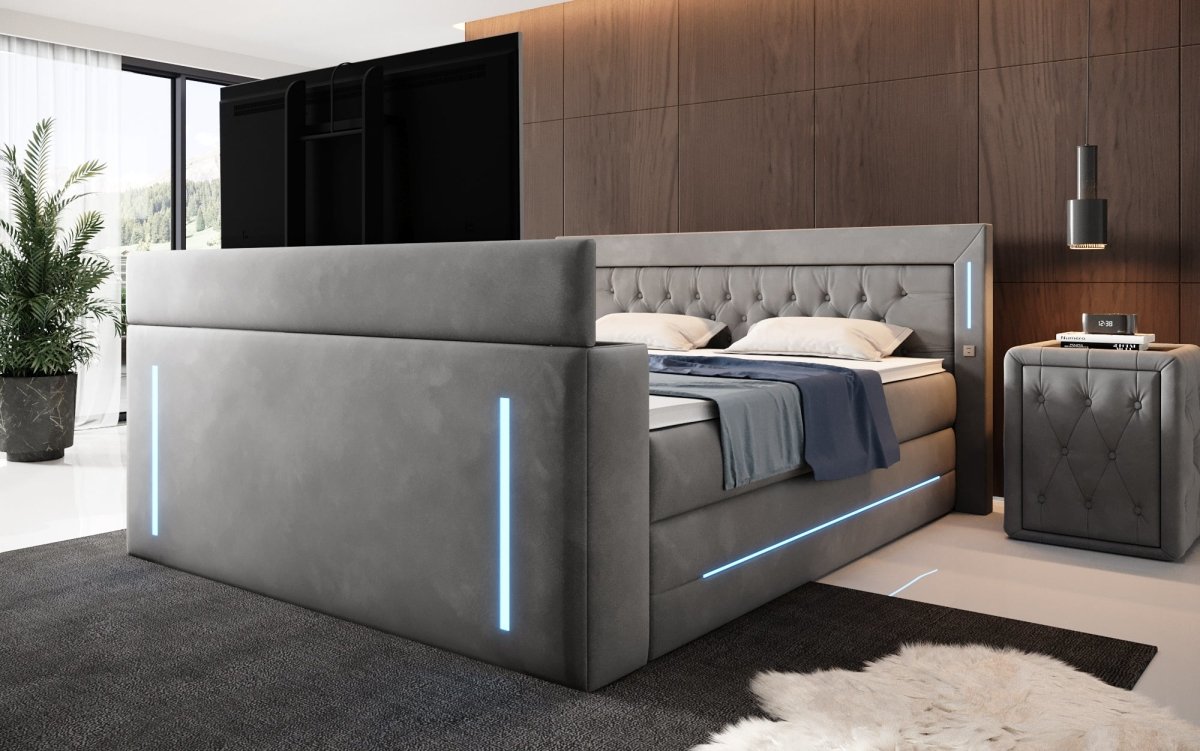 Boxspringbett Divalo mit TV Lift und Stauraum - Luxusbetten24