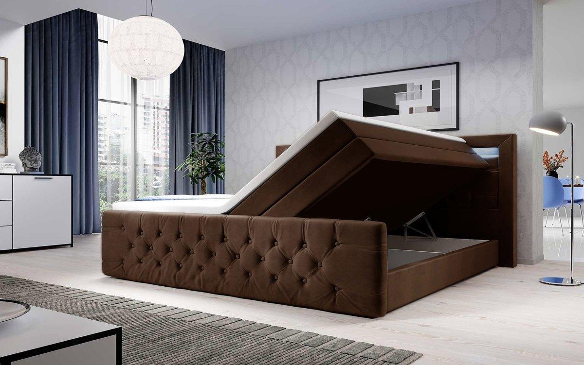 Boxspringbett Gloria mit LED und Stauraum - Luxusbetten24
