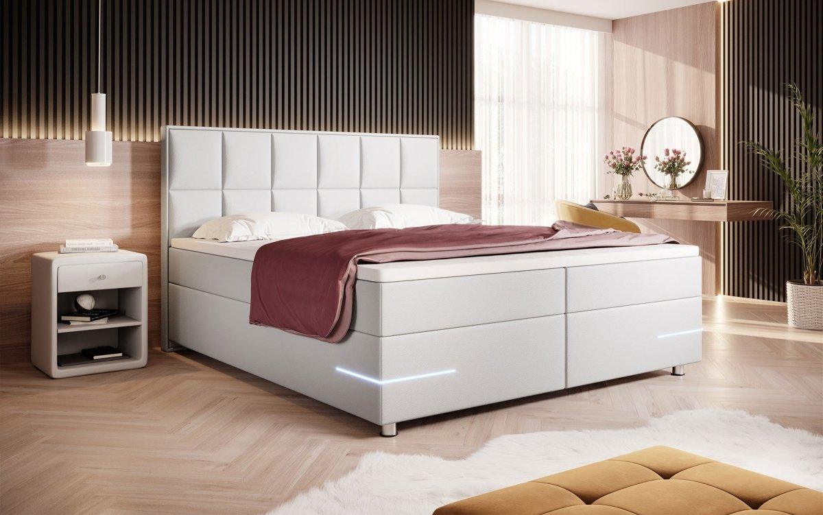 Boxspringbett Milano mit LED (Kunstleder) - Luxusbetten24